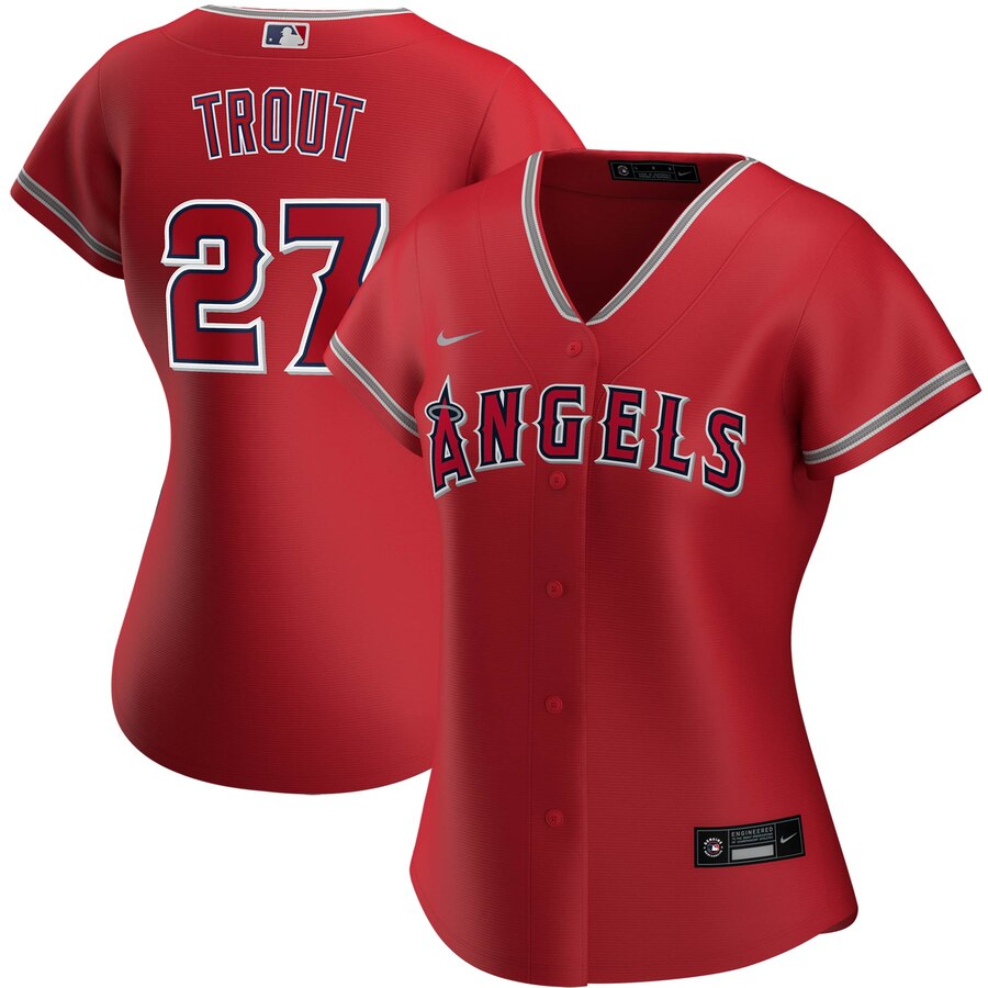 Los Angeles Angels 27 Mike Trout Nike Women Alternate 2020 MLB Player Jersey Red